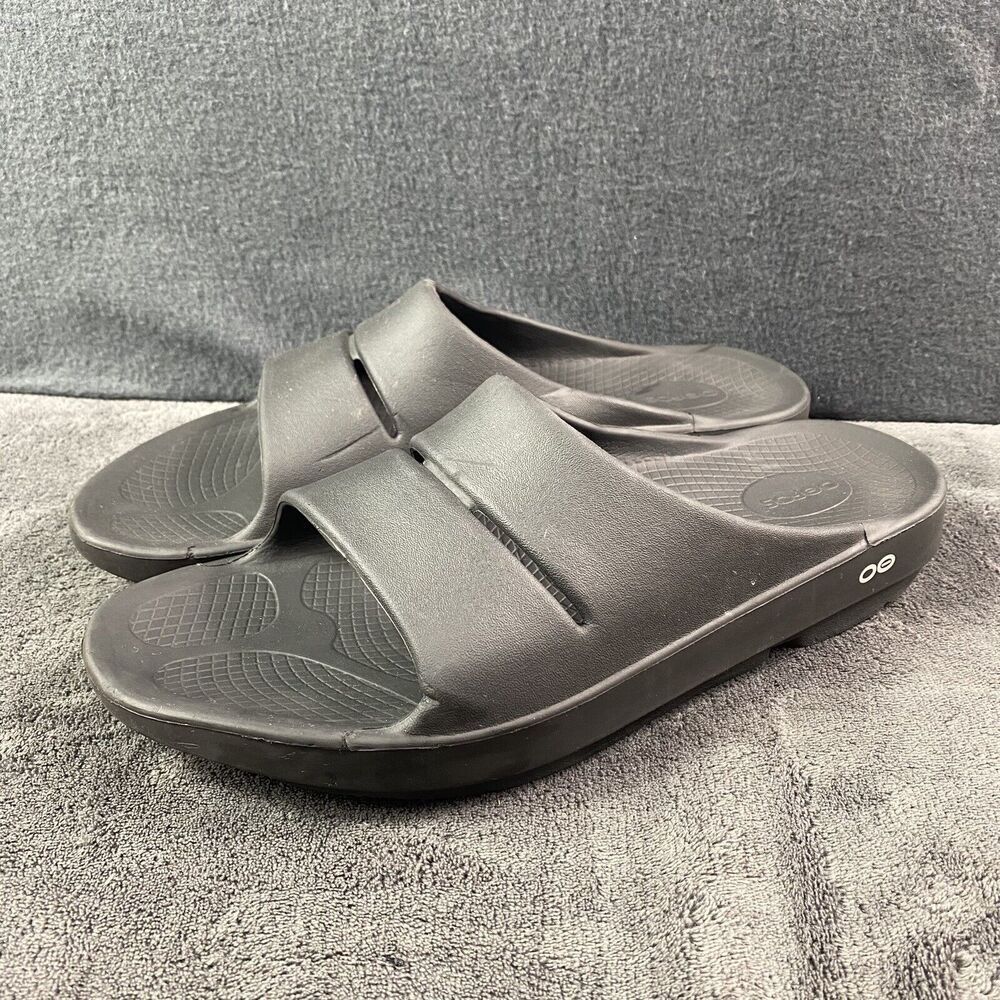 OOFOS OOahh Recovery Slides Black Sport Comfort Sandals Men's 12 Women's 14